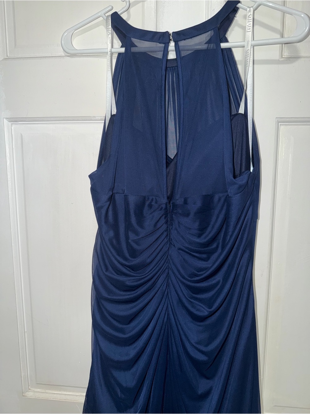 David's Bridal Navy Halter Maxi Gown - Picture 4 of 4